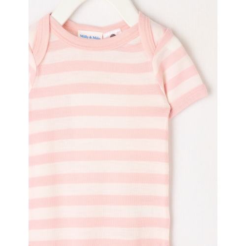 Milly & Milo Striped Short-Sleeve Bodysuit, Ballet Slipper