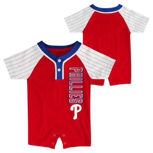 PHILADELPHIA PHILLIES Infant White Color Cotton Romper Short Sleeve Onsie