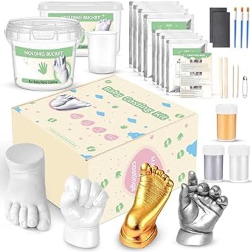 Noosuna Baby Hand and Foot Casting Kit (4 Pack), 3D Moulding Gift Set, Multiple Accessories, Baby Casting Kit for Babies 0–9 Months Old, Baby Shower, New Mom Gift, Souvenir