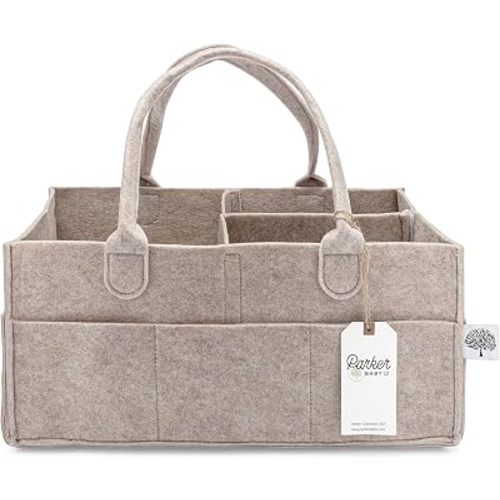 Parker Baby Co. Felt Diaper Caddy Organizer - Large, Oatmeal