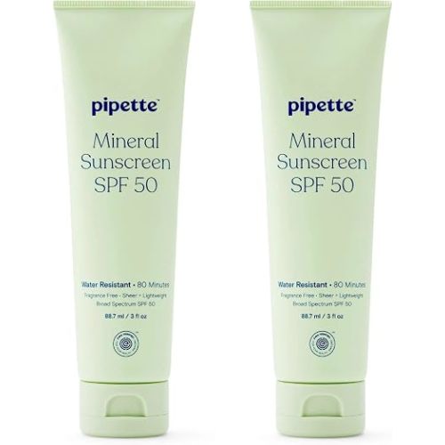 Pipette Fragrance Free Mineral Sunscreen SPF 50 Lotion,3 fl oz (Pack of 2)