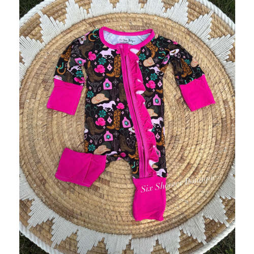 Wild rose rodeo bamboo baby sleeper – Six shooter boutique