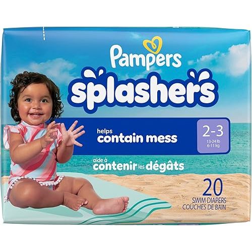 Pampers Splashers Swim Diapers, Size 2-3, Disposable Baby Swim Diapers, 1 Pack (Count of 20)