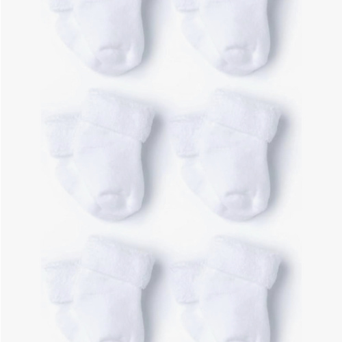 Gerber Baby Boys & Girls 6-Pack White Terry Socks