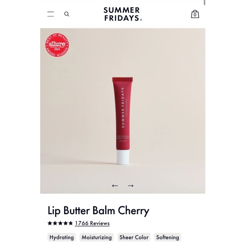Lip Butter Balm, Cherry | Summer Fridays