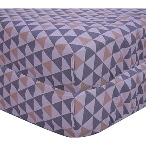Bacati - Woodlands Triangles Printed Neutral 100% Cotton Universal Baby US Standard Crib or Toddler Bed Fitted Sheet (Beige/Grey)