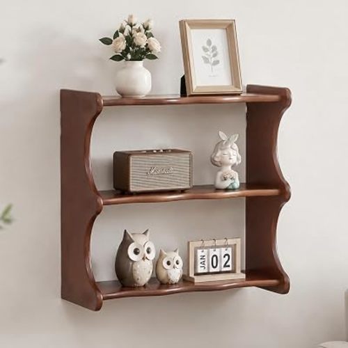 100% Solid Wood Wall Shelves, 3-Tier Vintage Scalloped Wall Shelf