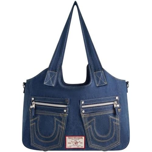 True Religion Women's Satchel Bag, Crossbody Purse Handbag with Horseshoe Logo Stitching