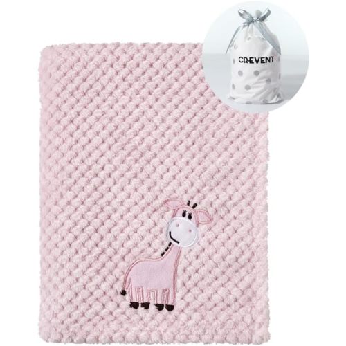 CREVENT 30''X40'' Cute Cozy Fluffy Warm Baby Blanket for Girls Infants Toddlers' Bedding Crib Cot Stroller, Baby Shower Birthday Newborn's Gift Pink- Baby Giraffe
