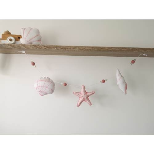 Seashell wall hangings, under the sea decor, ocean nursery accessories, felt wall decor, baby shower gift, newborn gift, ocean garland