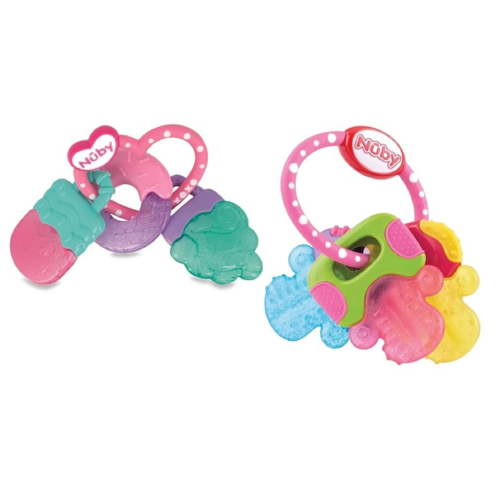 Nuby IcyBite Popsicle, Donut and Ice Cream Teether Ring and Ice Gel Teether Keys - 3+ Months