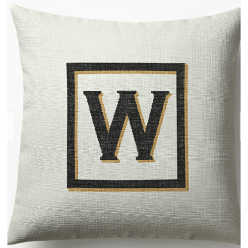 Classic Monogram Ivory Woven Throw Pillow, 20"x20" by Jonathan Adler | Ruggable