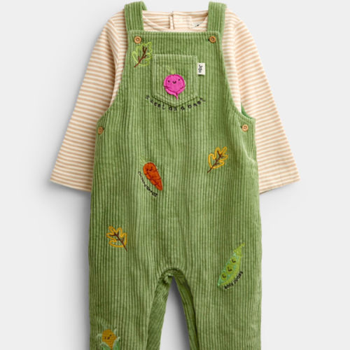 Jojo Maman Bébé Green Vegetable Appliqué Dungaree Set | Next