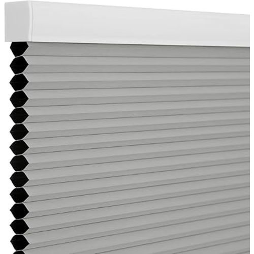 Changshade Blackout Blinds, Cordless Cellular Shades, Honeycomb Blackout Shades, Room Darkening Blinds, Pull Down Window Shades, Easy to Install Honeycomb Window Blinds, 34" W x 72" H, Grey