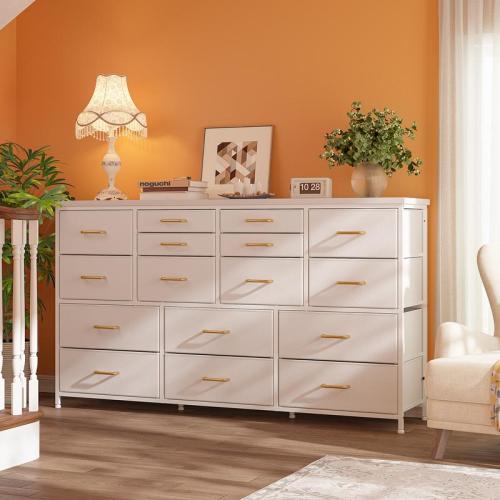 Raybee Furniture Wide Dresser TV Stand, with 16 Drawers & Power - TikTok Shop