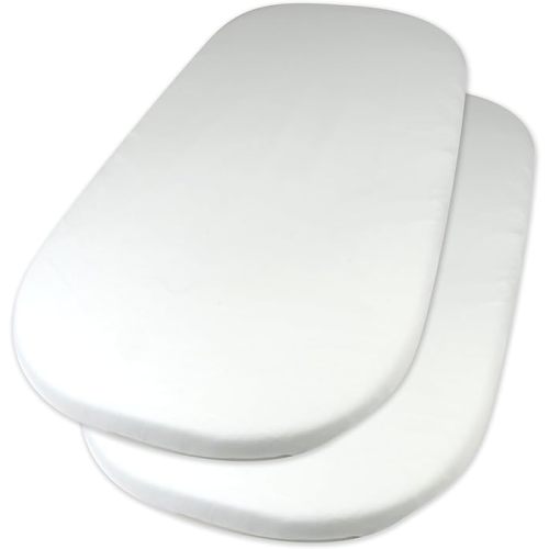 HonestBaby 2-Pack Organic Cotton Fitted Bassinet Sheet, White, One Size