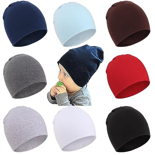 DRESHOW BQUBO 8 Pack Unisex Baby Beanie Hat Infant Toddler Kid Hats Baby Soft Cute Knit Cap Nursery Beanie