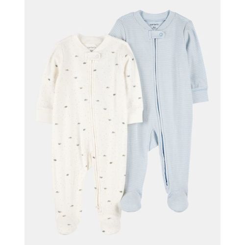 Baby Boy 2-Pack 2-Way Zip Cotton Sleep & Play Pajamas - Blue/White - Carter's | Carter's