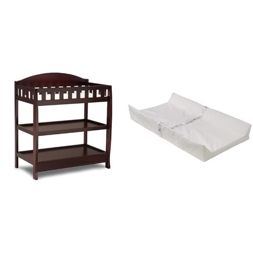 Delta Children Infant Changing Table with Pad, Espresso Cherry & Foam Contoured Changing Pad with Waterproof Cover