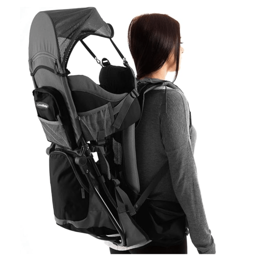 Hiking Baby Carrier Backpack - Comfortable Toddler/Baby Backpack Carrier System with Diaper Change Pad, Insulated Pocket + Rain and Sun Hood to Protect Your Child