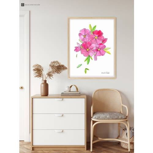 Pink Primrose print, Floral Room decor, Spring Art Watercolor, Botanical wall Art Deco, Nursery Decor, Primrose gift, Watercolor Painting