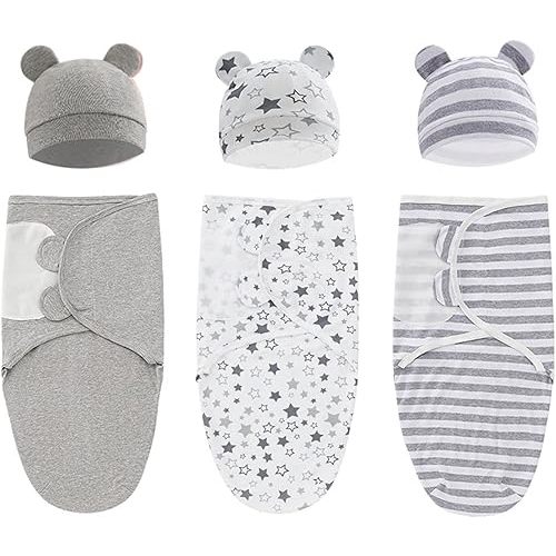 3-Pack Organic Baby Swaddle Sleep Sacks - Newborn Swaddle Sack - Ergonomic Baby Swaddles 0-3 Months (Grey)