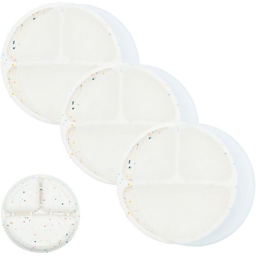 WeeSprout Silicone Plates for Babies & Toddlers 100% Food-Grade Dishes - With Lids, 3 Pack (Confetti)