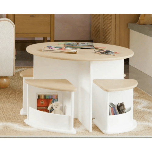Maisonette/Babyletto "Nessa" Nesting Play Table in White and Washed Natural