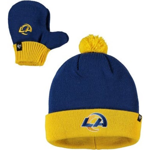 Toddler '47 Royal/Gold Los Angeles Rams Bam Bam Cuffed Knit Hat with Pom and Mittens Set