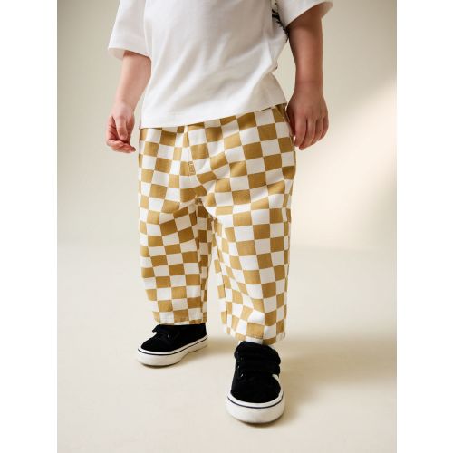 Yellow/White Checkerboard Pull On Wide Trousers (3mths-7yrs)
