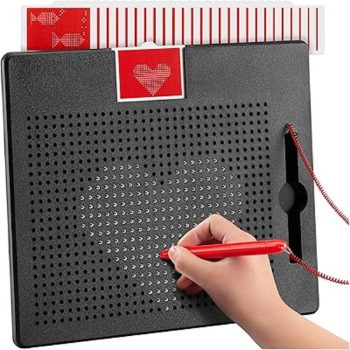 Large Magnetic Drawing Board for Kids & Toddlers with Beads and Magnet Stylus Pen - Magnetic Tablet Toy for Airplane & Car Ride Activities for Kids