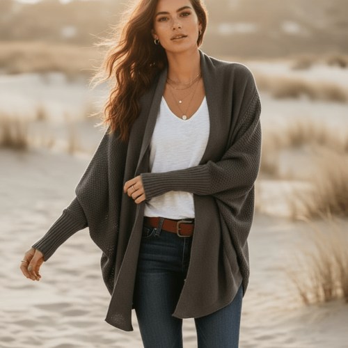 Oversized Cardigan Sweater for Women | Batwing Knit