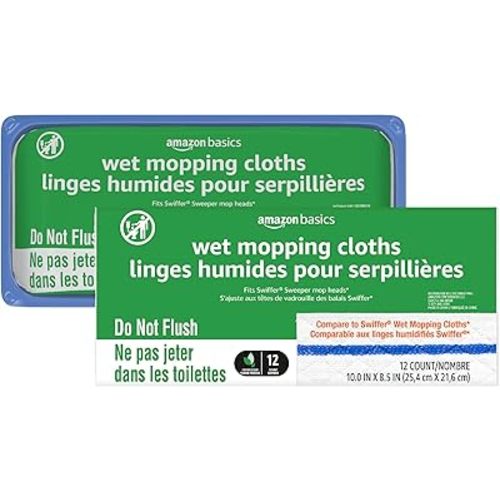 Amazon Basics Wet Mopping Cloth Refills, 24 Count (Fits Swiffer Sweeper Mop Heads)