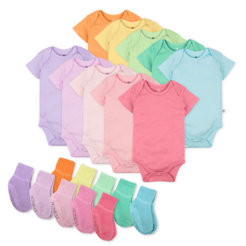 20-Pack Organic Cotton Short Sleeve Bodysuit & Sock Bundle