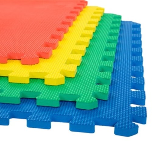 EVA Foam Mat Tiles 4-Pack - 16 SQ FT Interlocking Padding for Playroom - Workout Mat or Baby Playmat by Stalwart, Multicolor