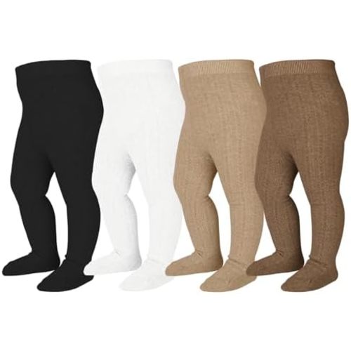 Mini angel Baby Tights Cable Knit Tights Baby Leggings Seamless Cotton Stockings Pantyhose 3/4 Pack for Infants Toddlers 0-5T