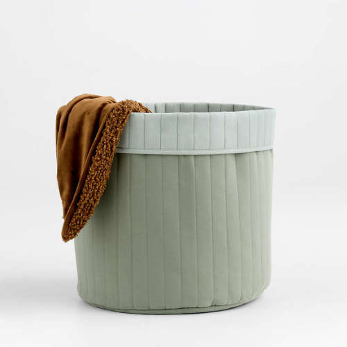 Quilted Iceberg Green Reversible Floor Storage Bin