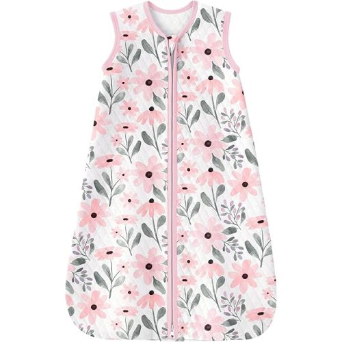 Yoofoss Baby Sleep Sack 6-12 Months 1.0 Tog Sleep Sack Organic Cotton Wearable Blanket for Infants 2-Way Zipper Quilted Sleeping Sacks(Medium)