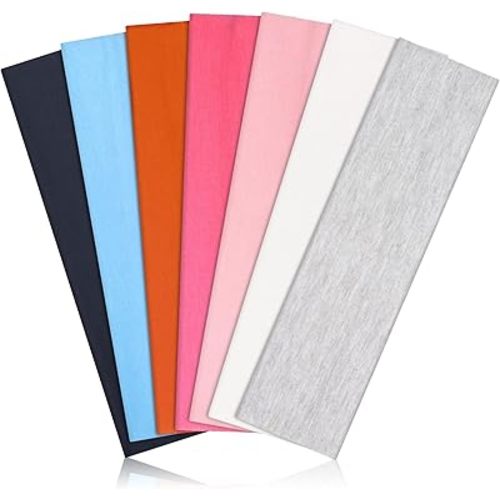 Headbands for Women, Stretchy Non Slip Soft Cotton Cloth Hair Bands for Sports, Workout, Yoga and Running, 7pcs