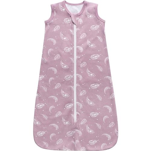 Owlivia Baby Organic Cotton 0.5 TOG Wearable Blanket-Light Sleeping Bag with 2-Way Zipper, Boys Girls Swaddle Transition Sleep Sack(0.5 TOG Feather Mauve, 18-24 Months)