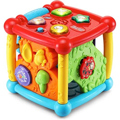 VTech Busy Learners Activity Cube (Frustration Free Packaging) Red, 6.22 x 6.22 x 6.46 Inches - Frustration-Free Packaging