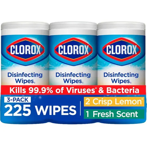 Clorox Disinfecting Wipes Value Pack, Household Essentials, Dorm Room Essentials, 75 Count, Pack of 3 (Package May Vary)