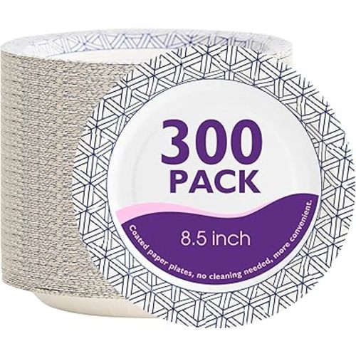 Disposable Paper Plates 8.5 Inch 300 Count