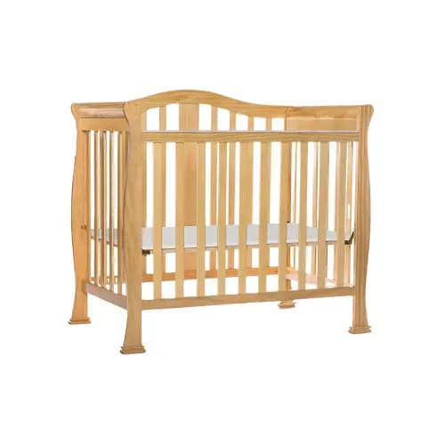 Dream On Me Addison 4-in-1 Convertible Mini Crib in Natural, Greenguard Gold Certified, Non-Toxic Finishes, Built of New Zealand Pinewood, Comes with 1” Mattress Pad