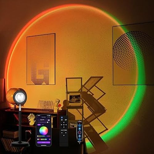 Sunset Lamp Projector with Remote Control, Multiple Colors LED APP Control Sunset Light Three Control Methods Night Light for Room Decor/Christmas Gifts/Photography/Party/Bedroom Decor