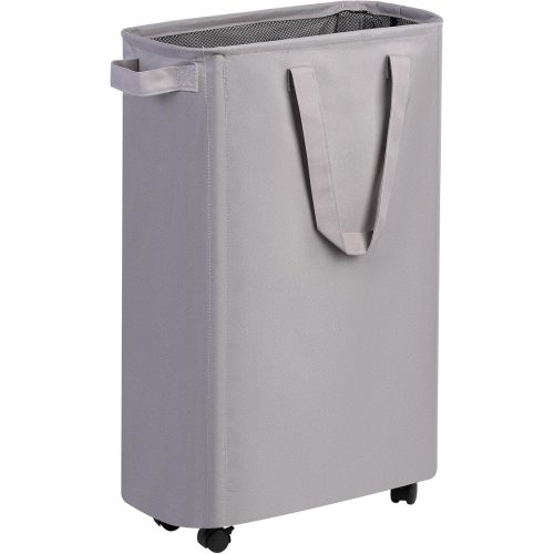 efluky Slim Laundry Hamper with Wheels, Rolling Laundry Basket for Clothes, Small Laundry Basket for Bedroom, Dorm and Laundry Room, 60L (12.7 Gallons) Grey