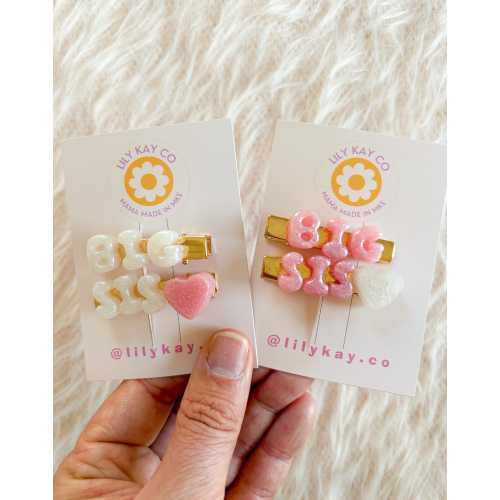 Big sis bubble letter clip set