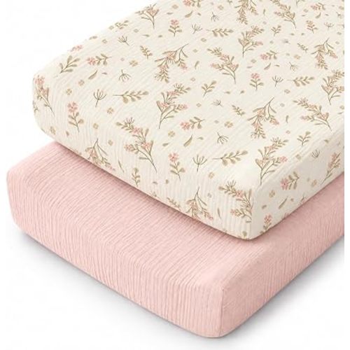 Organic Muslin Cotton Changing Pad Covers 32x16 Fits Standard Rectangle Pad