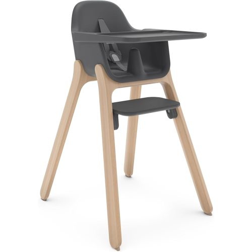 UPPAbaby Ciro High Chair/Sleek, Easy-to-Clean Design/Perfect-Fit Tray to Bring Baby to Table/Patent-Pending Harness/Dual-Position, 180-Degree Rotating Footrest/Jake (Charcoal/Rubberwood)