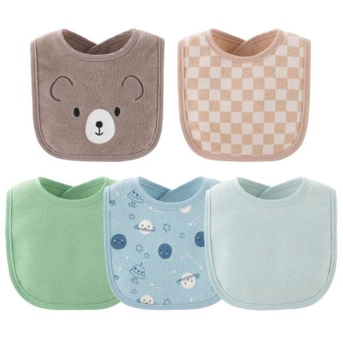 The Peanutshell Terry Baby Bib Set for Boys or Girls, 10-Pack, Feeding, Teething, Drooling, Soft Neutral